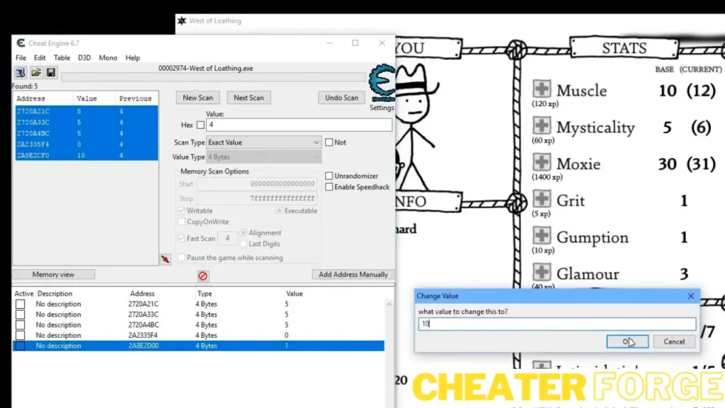 Step 6: Modify Values For Unlimited Character Stats (Cheat Engine)